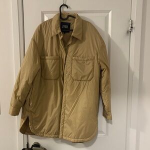 Zara Women’s Light Brown Shirt Waterproof Shirt Jacket